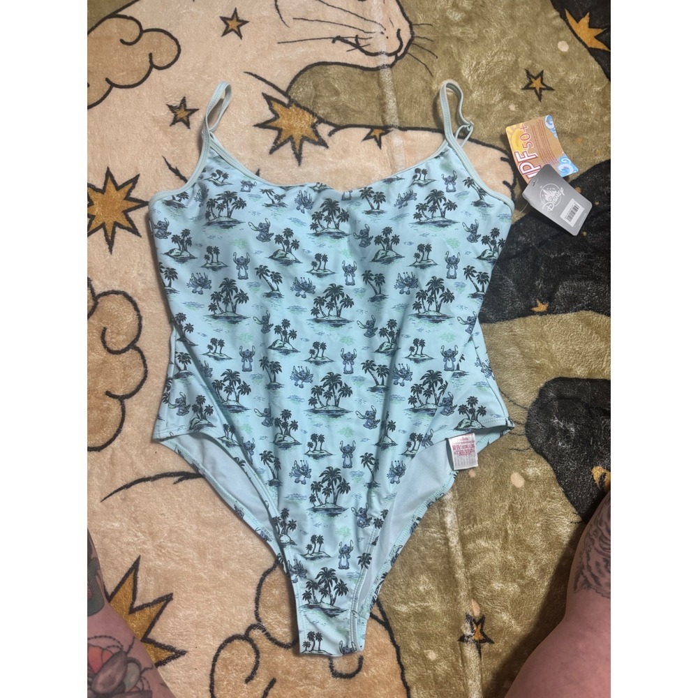 Disney‎ Lilo & Stitch One Piece Swimsuit UPF 50+ XL/EG Tropical Palm Tree